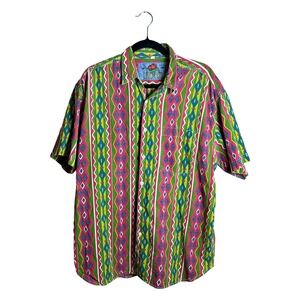 90s Vintage Consenso Geometric Button Up Shirt Men's‎ XL Grunge Skater